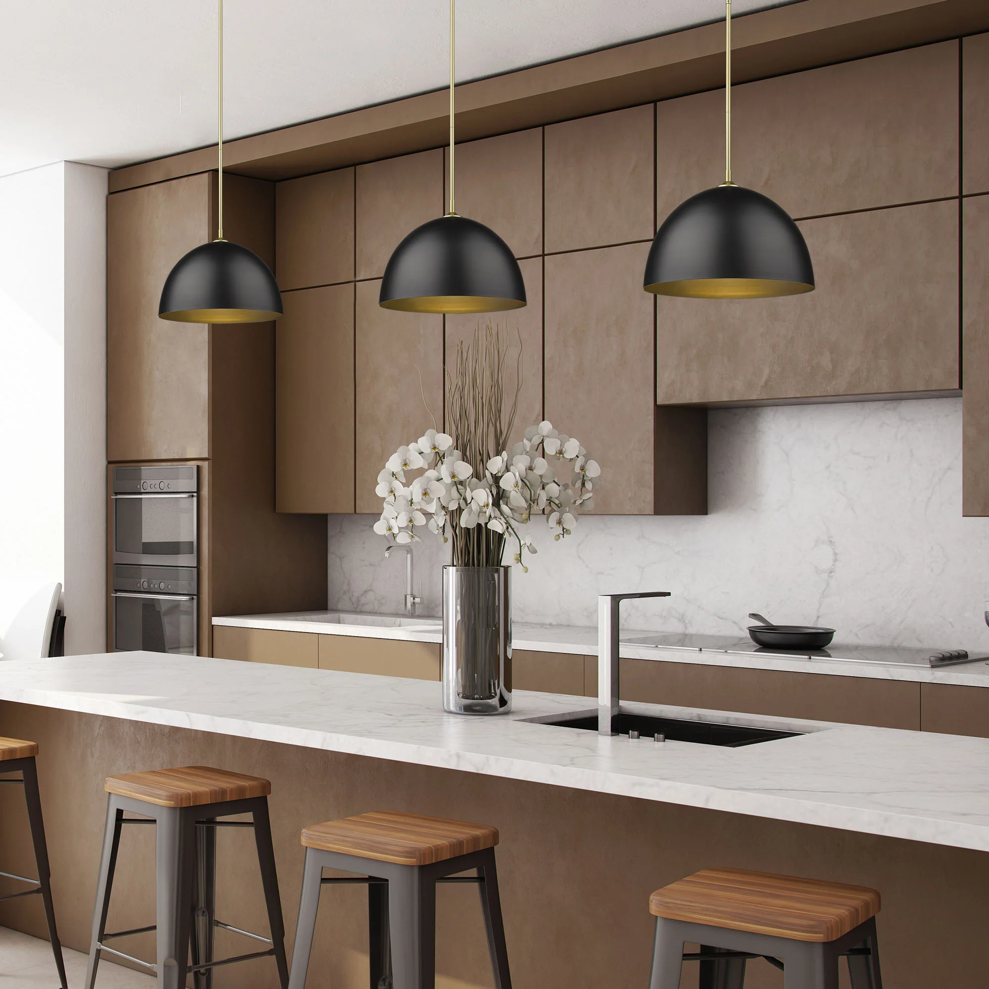 Zoey 1-light 16in Pendant in Olympic Gold and Matte Black Shades - Image 5