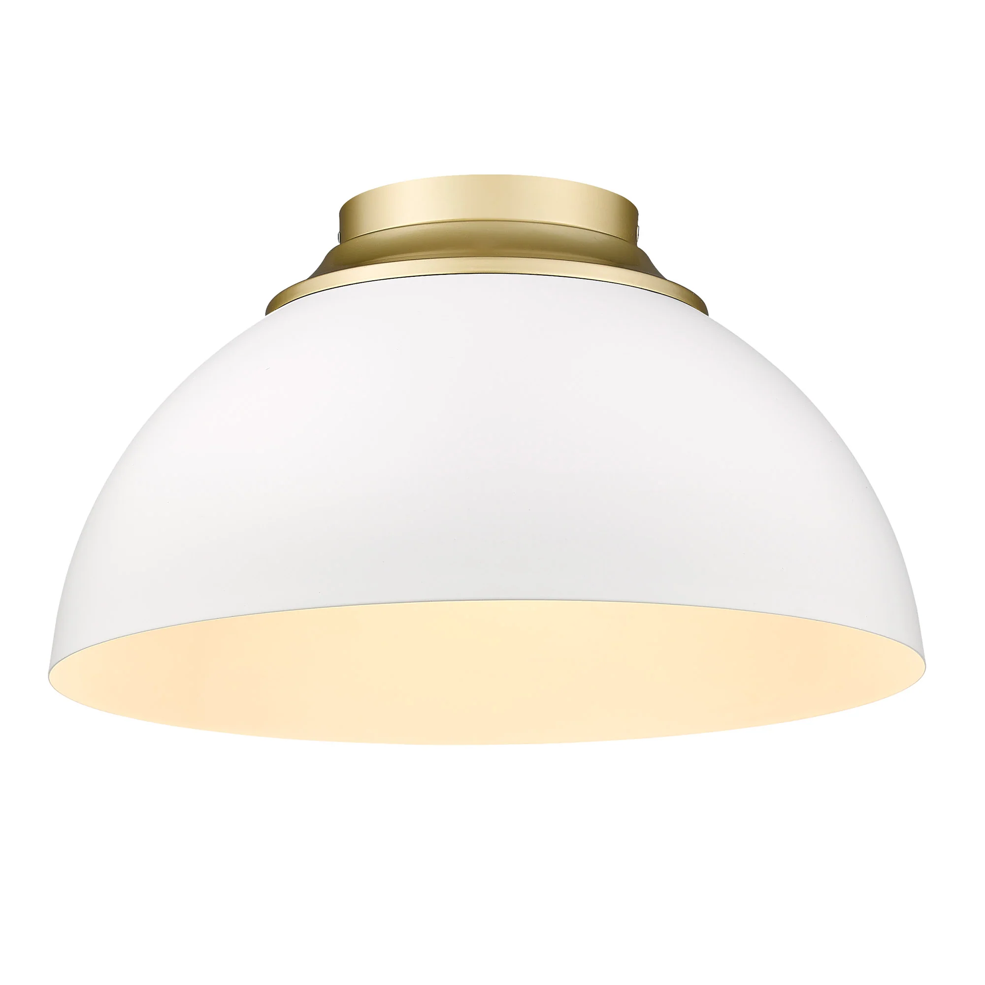 Zoey 3-light Flush Mount in Olympic Gold and Matte White shade