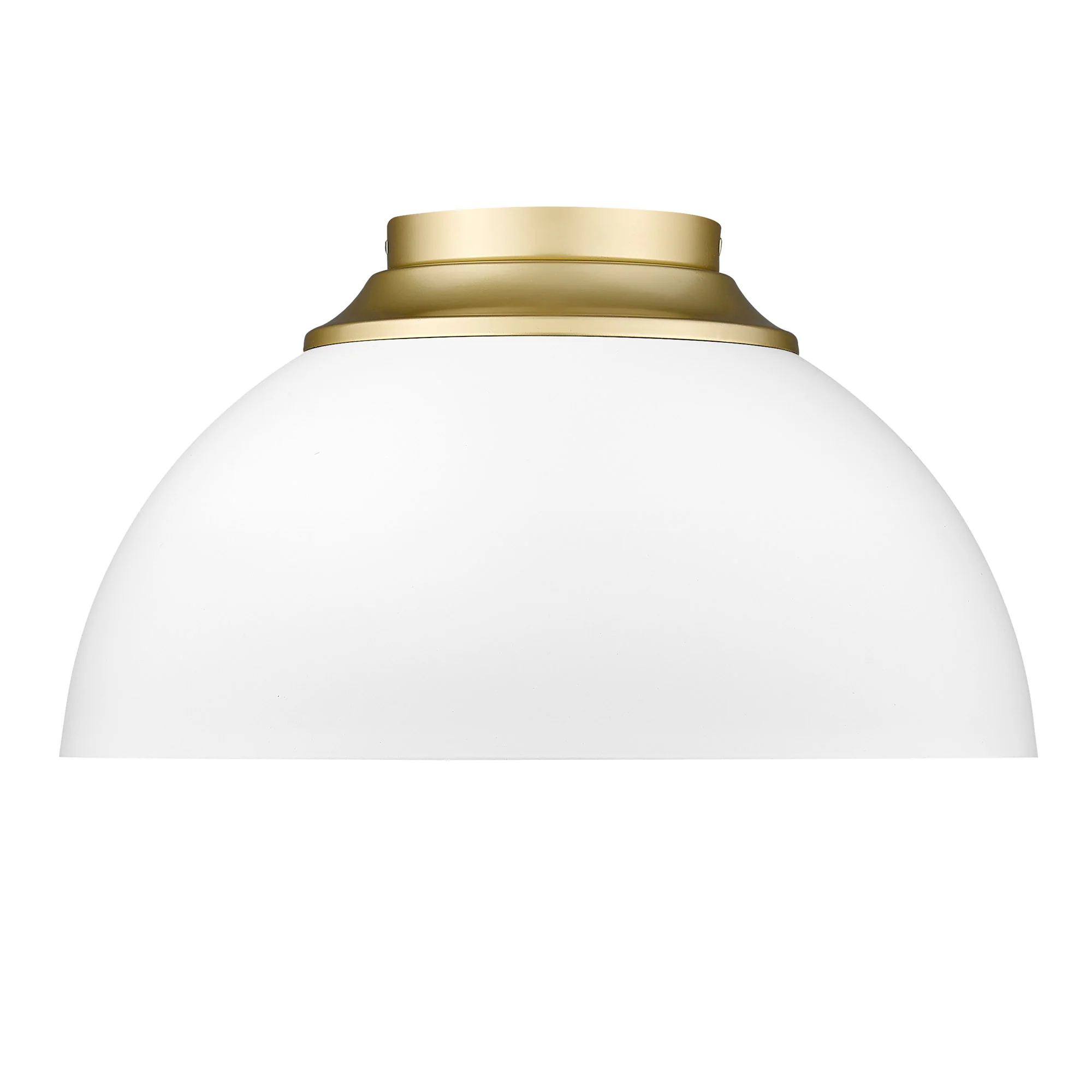 Zoey 3-light Flush Mount in Olympic Gold and Matte White shade - Image 2