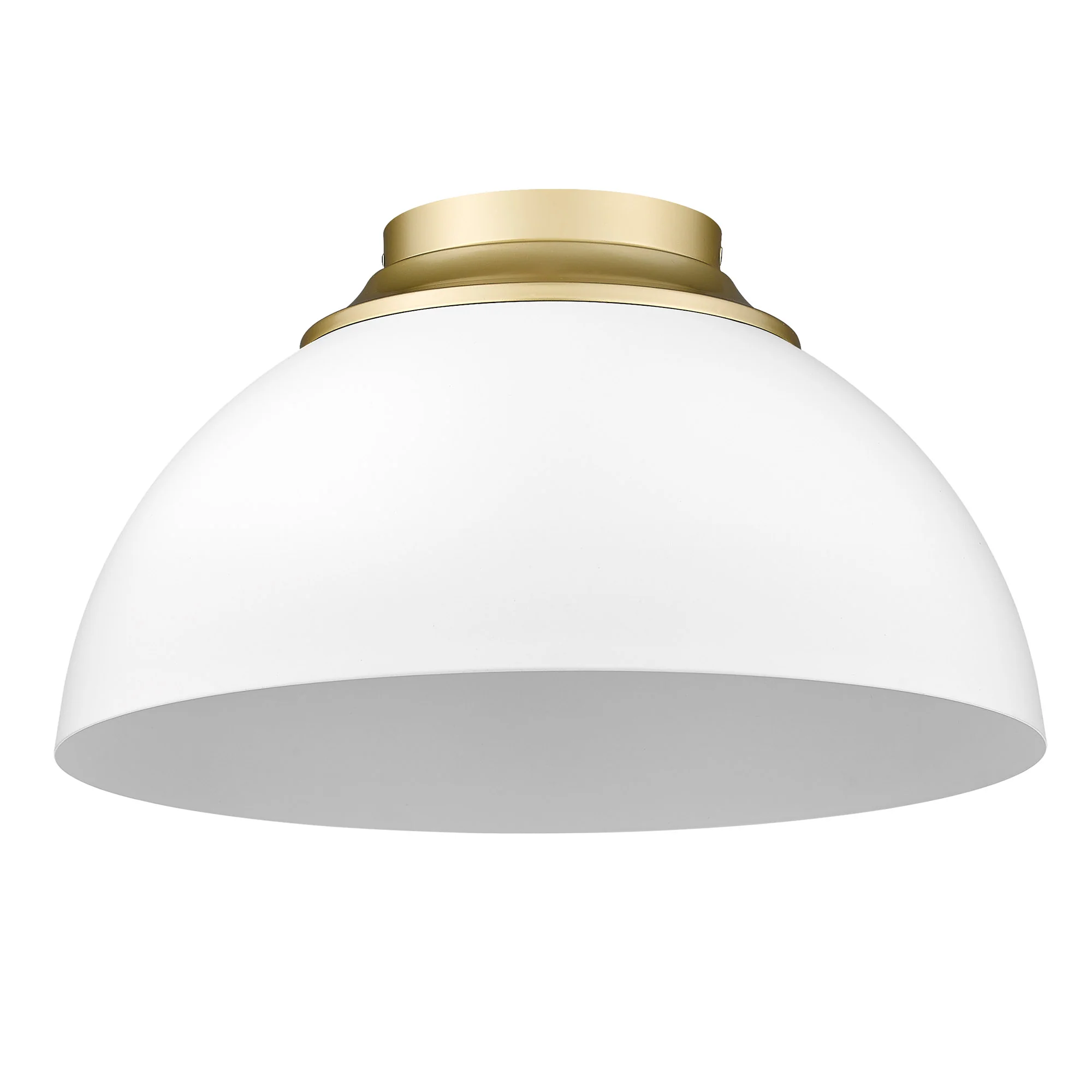 Zoey 3-light Flush Mount in Olympic Gold and Matte White shade - Image 3