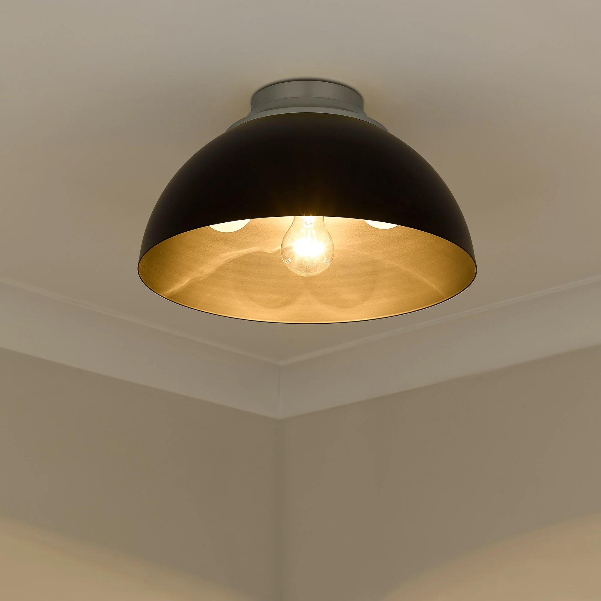 Zoey 3-light Flush Mount in Pewter and Matte Black shade - Image 4
