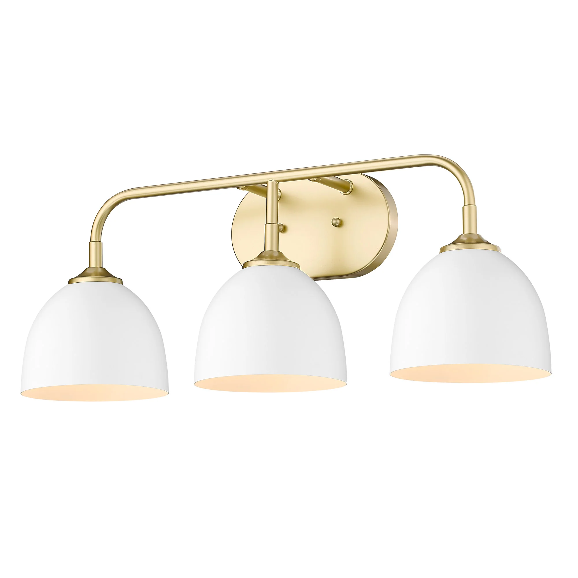 Zoey 3-light Vanity in Olympic Gold and Matte White shade